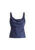 Paisie Cowl Neck Vest Top in Navy Cut Out